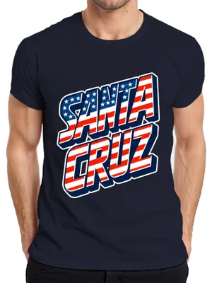 Produktbild von Santa Cruz USA Flagge Kalifornien Skater Surfer Retro Amerika Herren T-Shirt, Navy, S