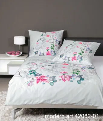 Produktbild von Janine Design Mako-Satin Bettwäsche-Garnitur MODERN ART 42082 Farbe kaminrosa silber-01 Größe 135x200 + 80x80cm