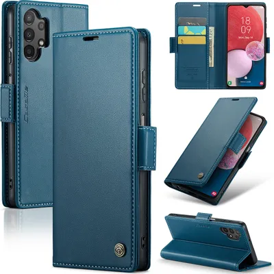 Obrázek produktu pro Galaxy A13 Pouzdro, RFID Blokování Karet, Pokročilé Flip Kožené Pouzdro s Funkcí Stojánku pro Samsung Galaxy A13 / A04S / A04 / M13 5G modré