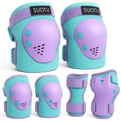 Image de Suotu Genouillères pour enfants, taille S (7-13 ans) - Ensemble de protection avec genouillères, coudières et protège-poignets pour le skateboard, le