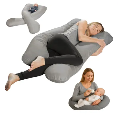 Produktbild von sleepling Bodypillow, Schwangerschaftskissen, Seitenschläferkissen, Lagerungskissen, Mikrofaser, 140 x 75 x 20 cm, grau