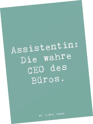 Produktbild von Mr. & Mrs. Panda Postkarte Spruch Assistentin Königin - Meeresbrise - Geschenk, Berufe, Accessoires, Meetings, Geschenke mit Herz, bildkarte, Postkarten, Berufsleben