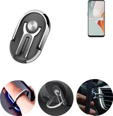 Produktbild von K-S-Trade 3in1 Smartphone-Ring Handy-Ring kompatibel mit OnePlus Nord N100 Fingerhalterung  Handyring Tischständer Lüftungsgitter-Halterung Tisch