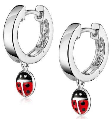 Produktbild von MATERIA by Matthias Wagner Marienkäfer Creolen Mädchen 925 Sterling Silber rhodiniert in Schmucketui SO-235