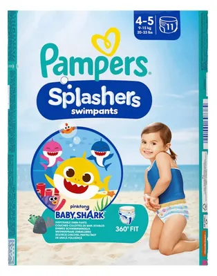 Produktbild von Pampers Splashers Baby Shark Grösse 4-5 11 Windeln 9-15kg Einweg-Schwimmwindeln