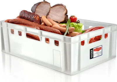 Immagine prodotto di Cassetta per carne KADAX "Cabris", in plastica HDPE, con comode maniglie, cassetta, cassetta per carne, cassetta per trasporto, 40L, bianco