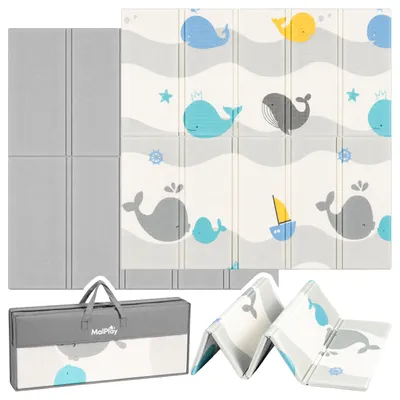 Zdjęcie produktu dla Malplay Dwustronna mata do zabawy z pianki XPE, wymiar 120x120 cm, mata do raczkowania, grubość 1 cm, antypoślizgowa, wodoodporna, odpowiednia od urodzenia