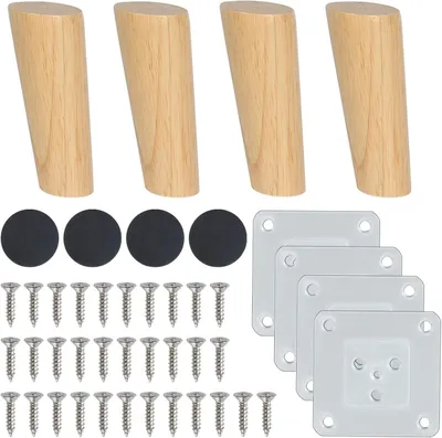 Produktbild von 4 Holz-Möbelfüße 12 cm schräg aus massivem Eichenholz