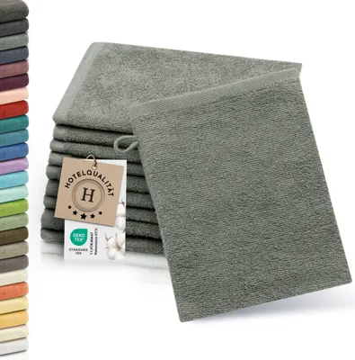 Produktbild von 10er Set Waschlappen aus Baumwolle, 16x21 cm, taupe