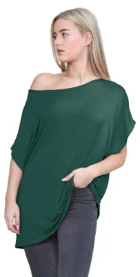 Productafbeelding van Janisramone, dames, nieuwe collectie: top met wijde mouwen, model "batwing", halterneck en losse pasvorm