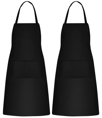 2er-Pack wasserdichte Kochschürze mit Taschen, schwarz, Unisex