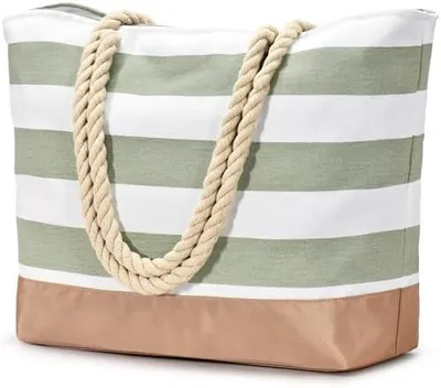 Produktbild von Strandtasche Tote Bag mit Reißverschluss Große Shopper Tasche Wasserdicht Badetasche Reisetasche Damen Handtasche Umhängetasche Geschenke für Frauen