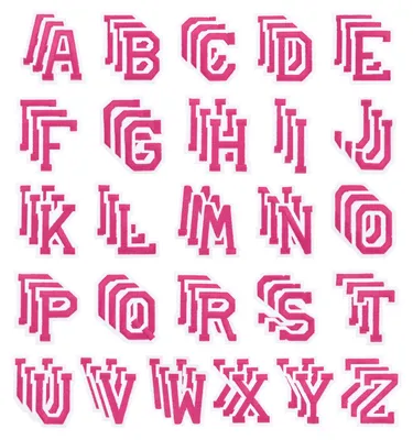 Buchstaben-Patches, 78 Stück, A-Z, rosa, 5 cm, zum Aufbügeln oder Nähen