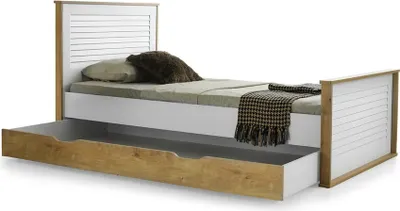 Image de Lit simple blanc Designer Chambre d'enfant Meubles de chambre à coucher Lit en bois
