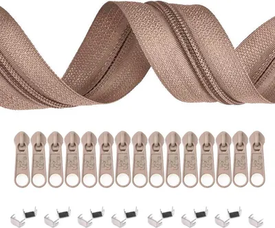 Produktbild von 5m Endlos-Reißverschluss 3mm mit 10 Zippern und 15 Endstücke freie Farbwahl,098 beige