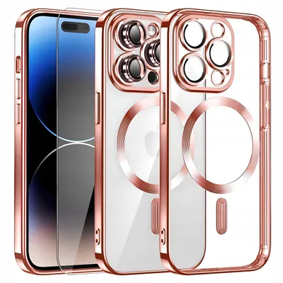 Zdjęcie produktu dla Etui Do Iphone 15 Pro Magsafe Case Pokrowiec Obudowa Osłona Aparatu + Szkło