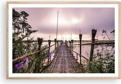 Produktbild von Gerahmtes Poster - Rahmen in heller Eiche - Brücke See Fackel - 91,5x61 cm - Wand Bild - Wanddeko - Wandbilder - Kunstposter - Wandposter - Bilderrahmen - Bilder - Kunstdruck - P2NAA91x61-4627