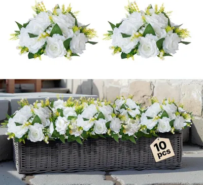 Produktbild von 10x Dekorative Blumenkugeln für Hochzeiten - Künstliches Blumenarrangement 24x24x12cm - Hochzeitsdeko und Tischschmuck