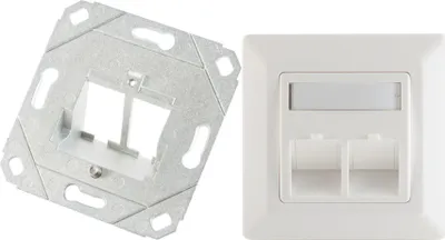 Produktbild von S/CONN maximum connectivity Netzwerkdose-Anschlussdose für Keystone, 2-Fach DESIGFÄHIG (08-10100)