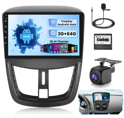 Imagen del producto de Radio para coche de 9 pulgadas con Android 15, compatible con Peugeot 207 (2006-2015)