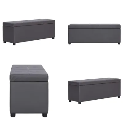 Produktbild von vidaXL Bank mit Staufach 116 cm Grau Kunstleder - Bank - Bänke - Flurbank - Flurbänke