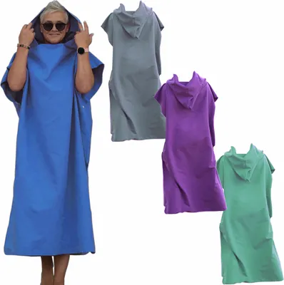 Produktbild von HEKERS Badeponcho Surfponcho aus Mikrofaser Badeponcho Umziehhilfe Strand Umkleidehilfe, Kapuze, Druckknöpfe, Mit Kapuze Poncho 3117