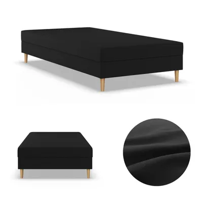 Produktbild von Einzelbett 120x200, Kontinentales Bett ohne Kopfteil, Bett mit Matratze, Jugendbett, Kinderbett, Geflecht, Schwarz, CASPE 120 x 200