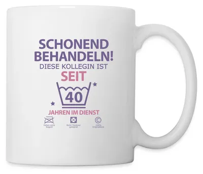 Produktbild von Spreadshirt 40 Jahre Dienstjubiläum Kollegin Geschenk Tasse, One size, Weiß