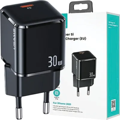 Obrázek produktu pro Usams Ład. Siec. 1Xusb-C T45 Mini 30W (pouze hlava) Pd3.0 Fast Charging Czarny/Black Cc148Tc01 (Us-Cc148)