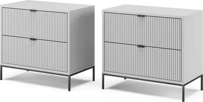 Two identical nightstands are shown from a slight angle against a white background.
