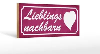 Produktbild von Holzschild Spruch 27x10cm Lieblingsnachbarn Herz
