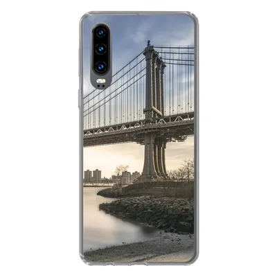 Produktbild von MuchoWow® Handyhülle Schutzhülle Hülle für Huawei P30 New York - Fluss - Brücke Silikon Softcase Handy Hülle - Kartenbesitzer