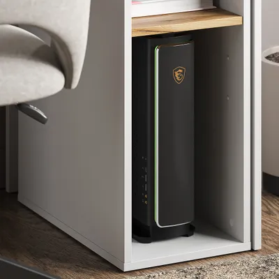 Zdjęcie produktu dla Szafka na komputer Vicco Tomy Biały/złoty dąb 28.5 x 50 cm z 2 otwartymi przedziałami, Model 54682