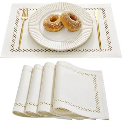 Produktbild von Boho Leinen Stil Platzdeckchen Set von 4 - 30 x 45 cm, Waschbar und Langlebig
