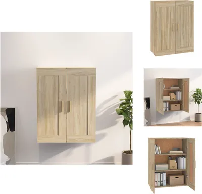 Imagen del producto de vidaXL Armario de pared en roble Sonoma, 69,5 x 32,5 x 90 cm, material de madera, estanterías de pared