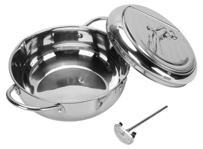 Image de Friteuse en acier inoxydable 304 avec régulation de température, multifonctionnelle et économe en huile, à parois épaisses, avec couvercle et égouttoir pour la cuisine, 24 cm