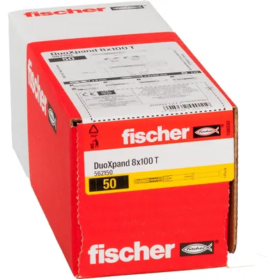 Produktbild von Fischer 562150, Spreizdübel, Beton, Gipsblock, Mauerwerk, Nylon, Grau, Verzinkter Stahl, Torx
