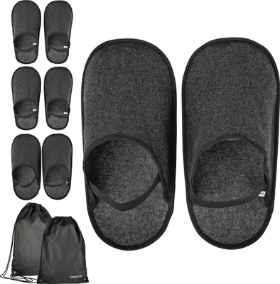 Produktbild von ONVAYA® Handwerkerpantoffeln | Filzpantoffeln 4er-Set XL & XXL | Museumspantoffeln | Schlosspantoffeln | Überschuhe aus Filz | hochwertige Gästepantoffeln | inklusive Tragebeutel