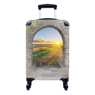 Produktbild von MuchoWow® Koffer Handgepäck Trolley Rollkoffer Kleine Reisekoffer mit 4 Rollen - Landleben - Sonne - Aussicht - Landschaft - Cabin Size < 55x40x23 cm & 55x40x20 cm - Fotokoffer - Kabinenkoffer - Boardgepäck - Reise-Box - Reisekoffer - Reisegepäck - Koffer mit Bild - Trolley für Kinder