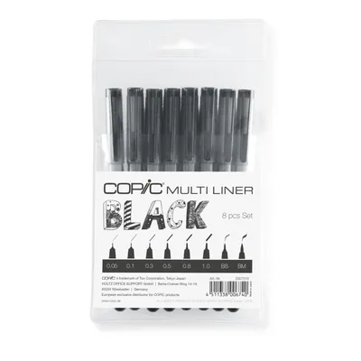 Zdjęcie produktu dla Copic Multiliner, Czarny, Wielo, Okrągły, Tusz na bazie pigmentu, Pudełko, 8 szt.