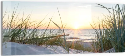 Produktbild von DEQORI Glasbild Echtglas 150x60 cm 'Ostsee Sonnenuntergang' Wandbild Bild modern Deko