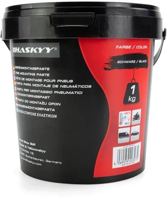 Obrázek produktu pro Past montážní pneumatiky 1 kg, černý, montáž pneumatik, kbelík, vosk pro montáž pneumatik, ideální pro montáž a demontáž pneumatik