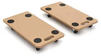 Immagine prodotto di Kit-set 2 carrelli a piattaforma per trasporto universali, a rotelle, carichi pesanti, piattaforma antiscivolo rotazione 4 ruote ,da magazzino, officina, 2 x 200 kg 580 x 300 mm Hbm
