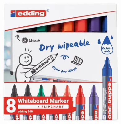Produktbild von Edding Whiteboardmarker 360 1,5-3 mm 8er-Set