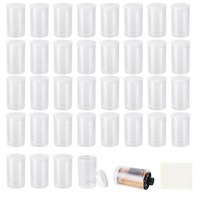 36 Filmdosen mit Deckel, transparent, 32 mm, Kunststoff