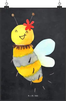 Produktbild von Mr. & Mrs. Panda Bild Biene Blume DIN A3 - Kreidetafel - Geschenk, Kunstdruck, wanddeko, drucke, Wandbild, poster