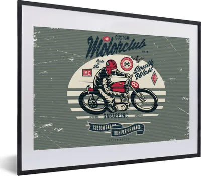 Produktbild von MuchoWow® MuchoWow® Gerahmtes Poster Motorrad - Retro - Zitat 40x30 cm - Poster mit zchwarzem Bilderrahmen - Bilderrahmen - Poster im Rahmen
