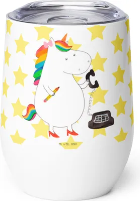 Produktbild von Mr. & Mrs. Panda Thermo Becher Einhorn Sekretärin - Weiß - Geschenk, Unicorn, Einhörner, Reisebecher, glühweinbecher, kaffee tasse, Steuerbüro, thermosbecher, Büro