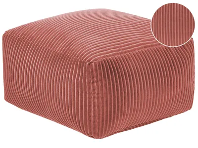 Obrázek produktu pro BELIANI Puf červený manšestrový čtvercový vzor chevron boho moderní design obývák ložnice