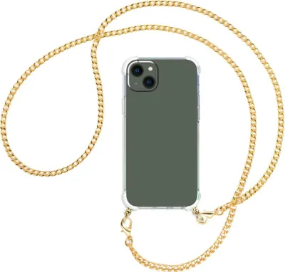 Produktbild von Handykette Backcover-Schutzhülle mit Band (Metall goldfarben) für Apple iPhone 14 Plus (6.7'') - goldfarbene Kette